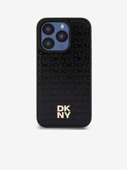DKNY PU Leather Repeat Pattern Stack Logo Magsafe Zadní Kryt pro iPhone 15 Pro Max Black DKNY