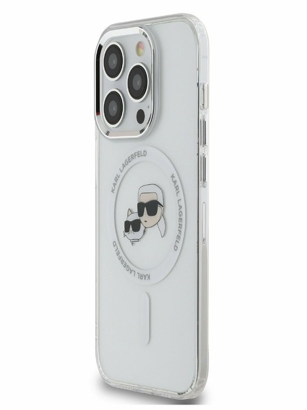 Karl Lagerfeld Karl Lagerfeld IML K&CH Heads Metal Frame MagSafe Zadní Kryt pro iPhone 15 Pro Transparent