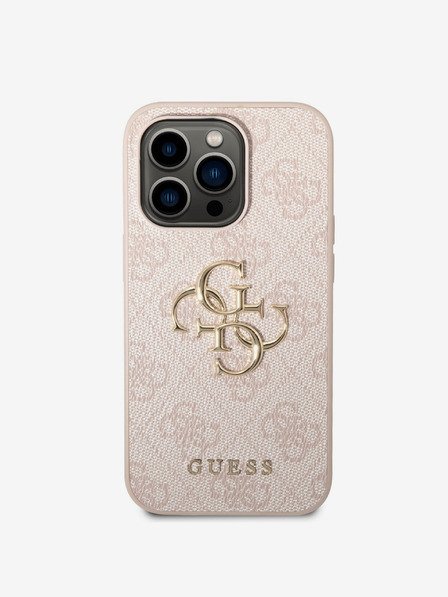 Guess Guess PU 4G Metal Logo Zadní Kryt pro iPhone 14 Pro Max Pink