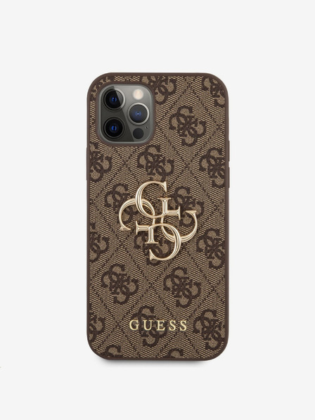 Guess Guess PU 4G Metal Logo Zadní Kryt pro iPhone 12/12 Pro Brown