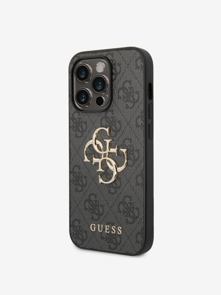 Guess Guess PU 4G Metal Logo Zadní Kryt pro iPhone 15 Pro Grey