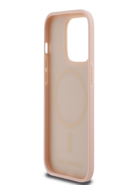 Karl Lagerfeld PU Leather Monogram Metal Logo Magsafe Zadní Kryt pro iPhone 14 Pro Max Pink Karl Lagerfeld