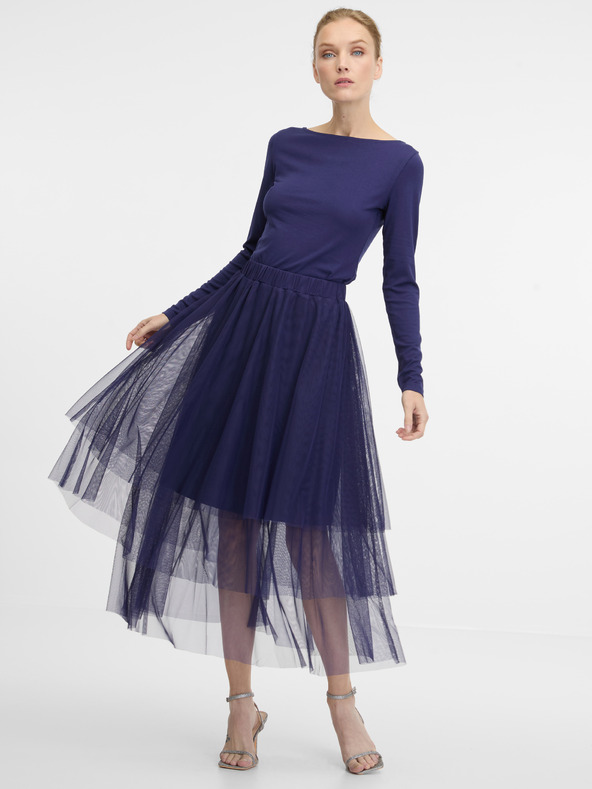 Orsay Tmavě modrá dámská sukně midi ORSAY