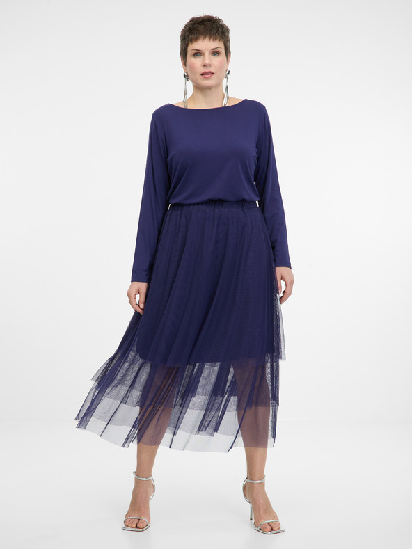 Orsay Tmavě modrá dámská sukně midi ORSAY