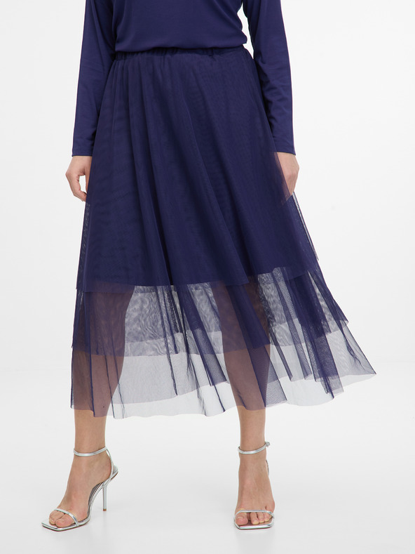 Orsay Tmavě modrá dámská sukně midi ORSAY