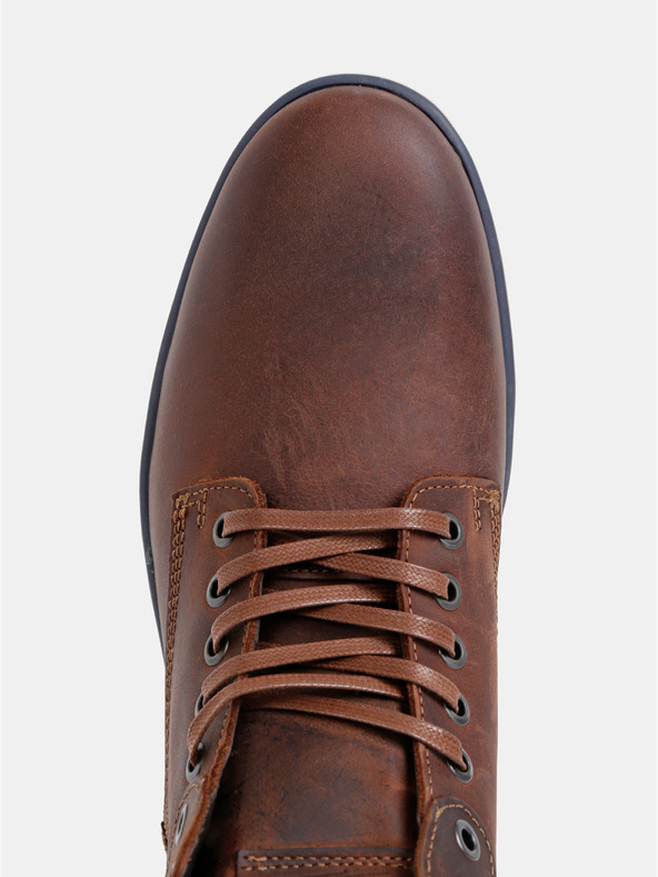 Jack & Jones Hnědé pánské kožené kotníkové boty Jack & Jones Tubar