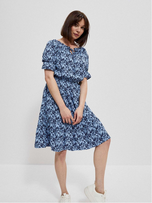 Moodo Modré dámské květované šaty Moodo