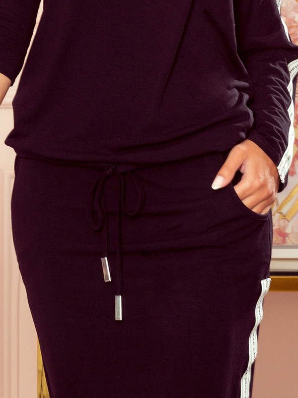 numoco Sportovní šaty s kapsami - černá + pruhy Numoco