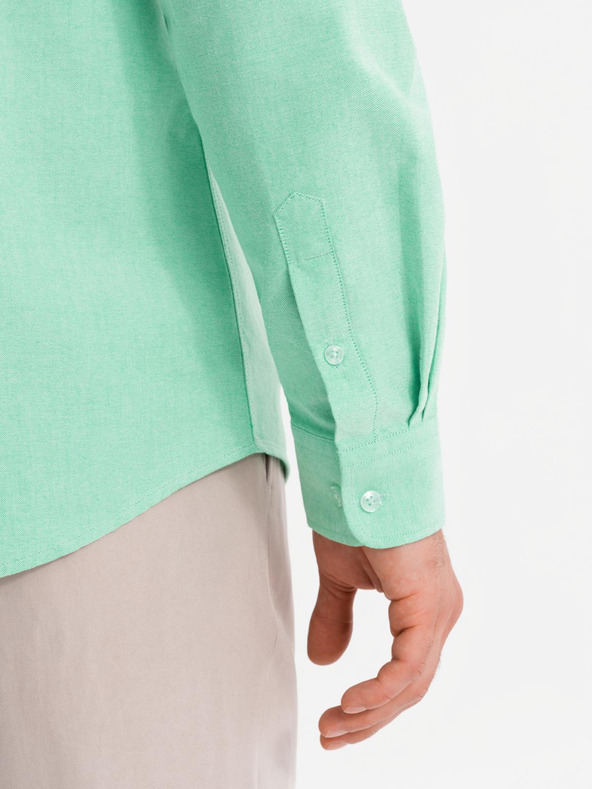 Ombre Clothing Pánská bavlněná košile oxford v pastelových barvách - mátová Ombre Clothing