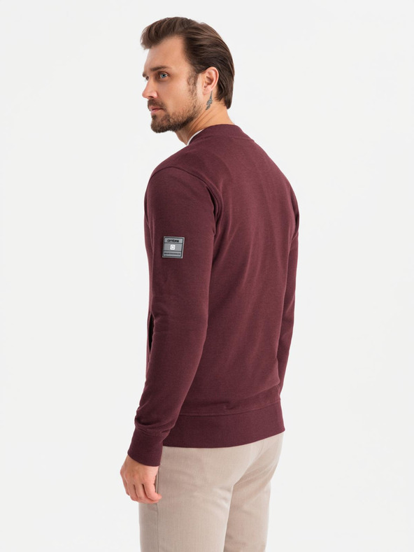 Ombre Clothing Pánská strukturovaná pletená mikina s límečkem - grafitová melanž V1 OM-SSNZ-0149 Ombre Clothing