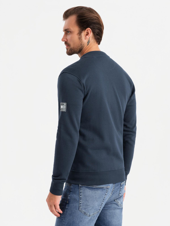 Ombre Clothing Pánská strukturovaná pletená mikina s límečkem - grafitová melanž V1 OM-SSNZ-0149 Ombre Clothing