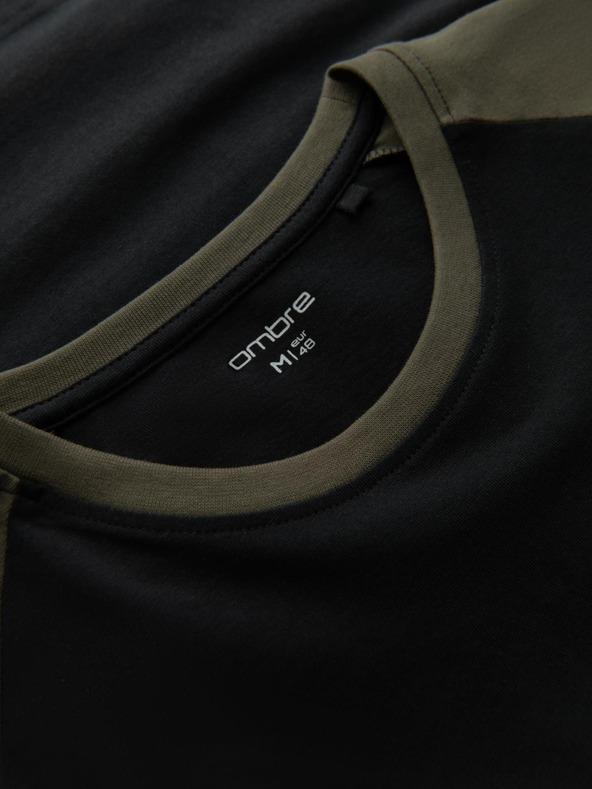 Ombre Clothing Pánské tričko s potiskem a dlouhým rukávem - černé V1 OM-LSPT-0119 Ombre Clothing