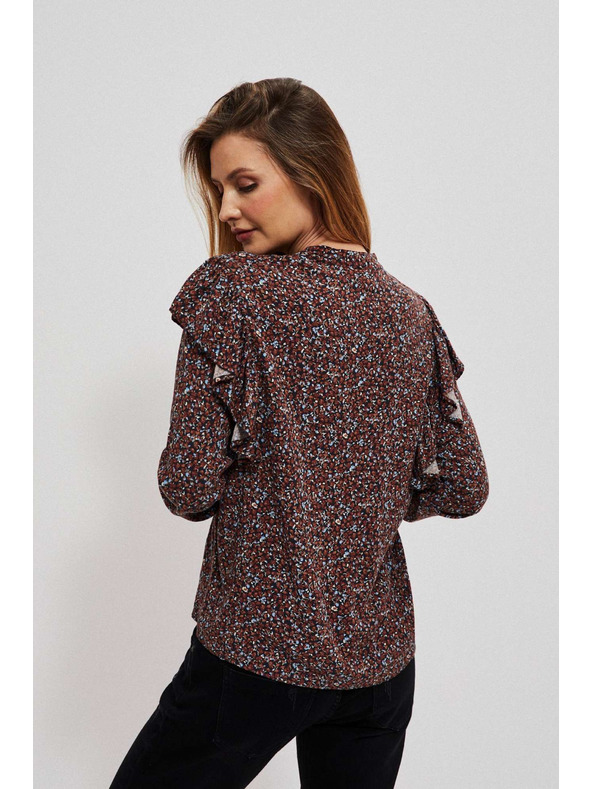 Moodo Hnědá dámská květovaná halenka Moodo