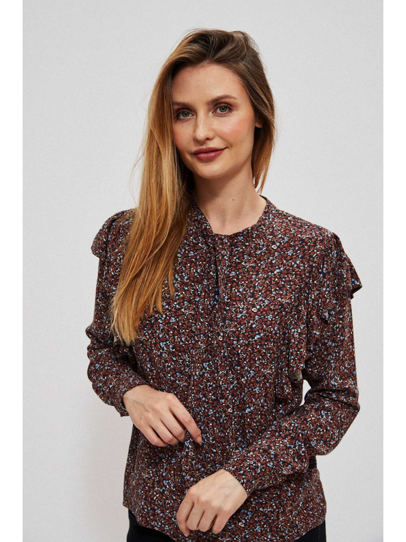 Moodo Hnědá dámská květovaná halenka Moodo