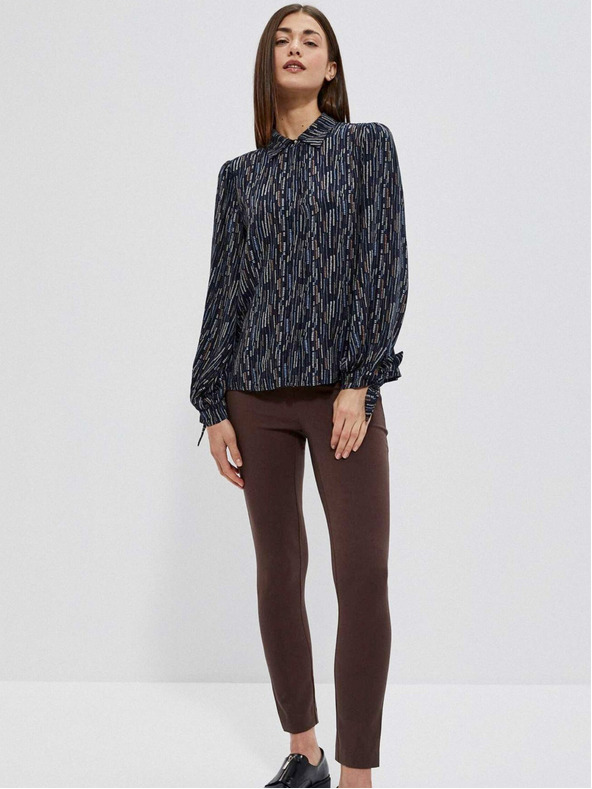 Moodo Tmavě modrá dámská vzorovaná halenka Moodo