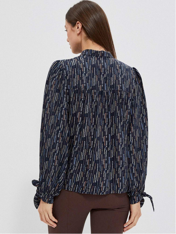 Moodo Tmavě modrá dámská vzorovaná halenka Moodo