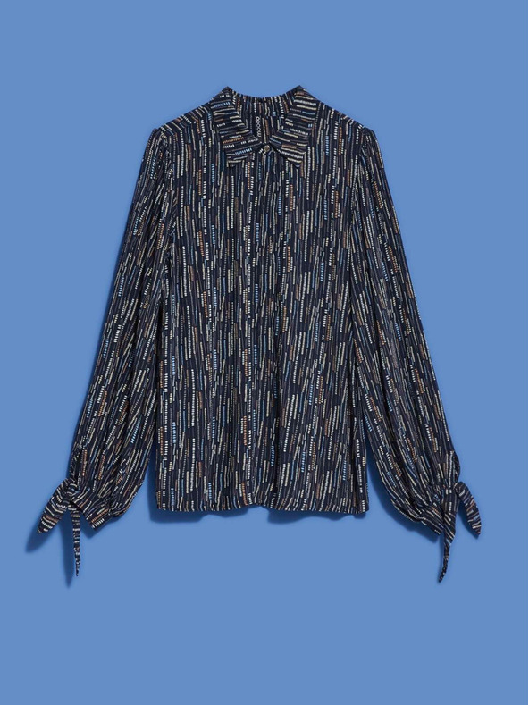 Moodo Tmavě modrá dámská vzorovaná halenka Moodo