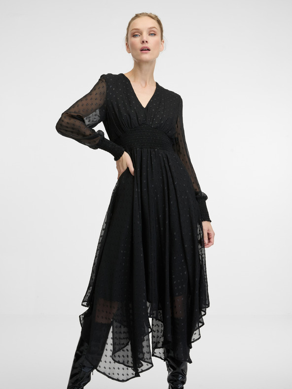 Orsay Černé dámské midi šaty ORSAY