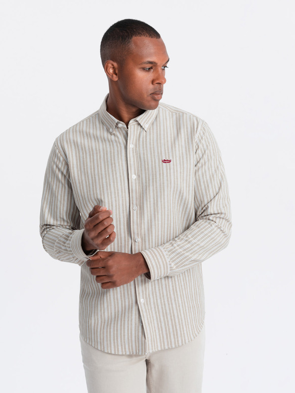 Ombre Clothing Pánská bavlněná košile REGULAR FIT s jemnými proužky  Ombre Clothing