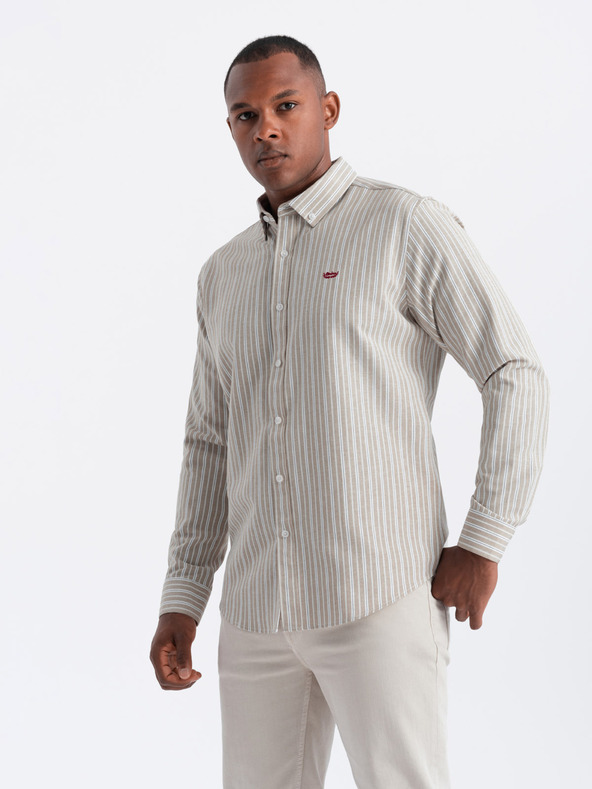 Ombre Clothing Pánská bavlněná košile REGULAR FIT s jemnými proužky  Ombre Clothing