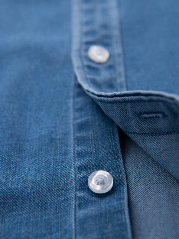 Ombre Clothing Pánská džínová košile s lyocellem a výšivkou na hrudi - modrá Ombre Clothing