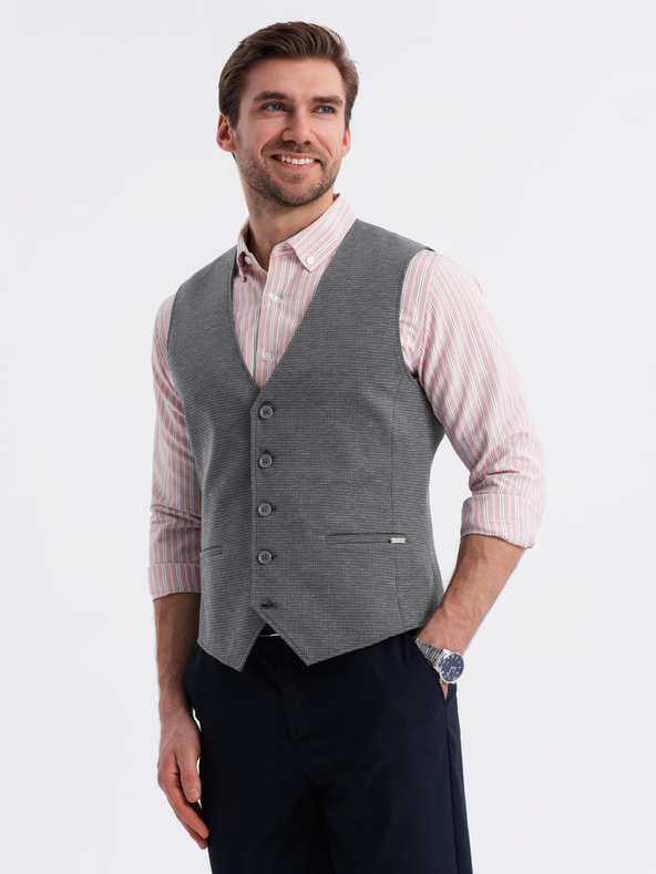 Ombre Clothing Přiléhavá elegantní pánská strukturovaná pletená vesta Ombre Clothing