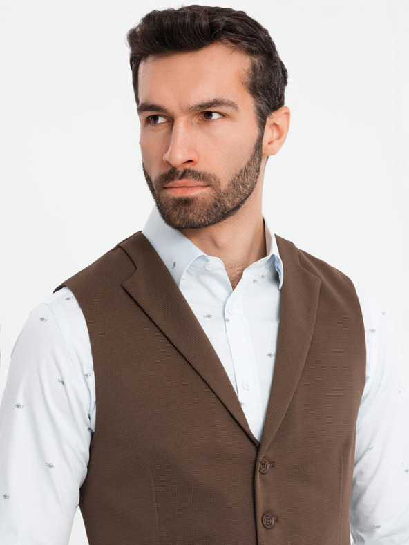 Ombre Clothing Pánská strukturovaná pletená vesta na míru s klopami Ombre Clothing