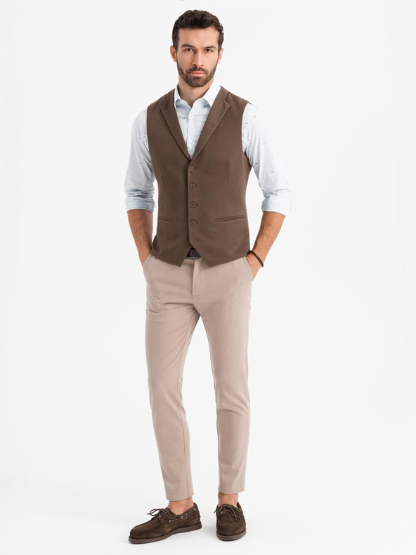 Ombre Clothing Pánská strukturovaná pletená vesta na míru s klopami Ombre Clothing
