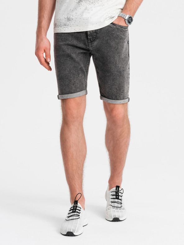 Ombre Clothing Pánské džínové šortky s ohrnutými nohavicemi Ombre Clothing