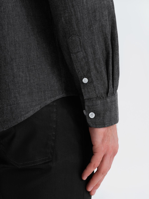 Ombre Clothing Pánská džínová košile s vyšívanou kapsou Ombre Clothing