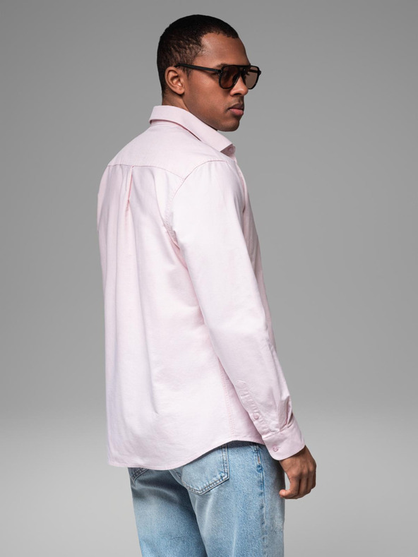 Ombre Clothing Pánská bavlněná košile oxford v pastelových barvách Ombre Clothing
