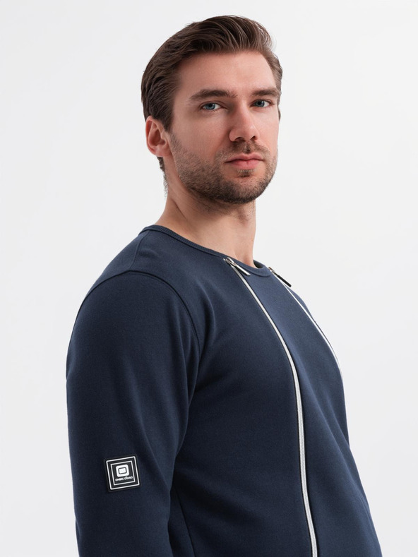 Ombre Clothing Praná pánská mikina s ozdobným prošitím u výstřihu Ombre Clothing