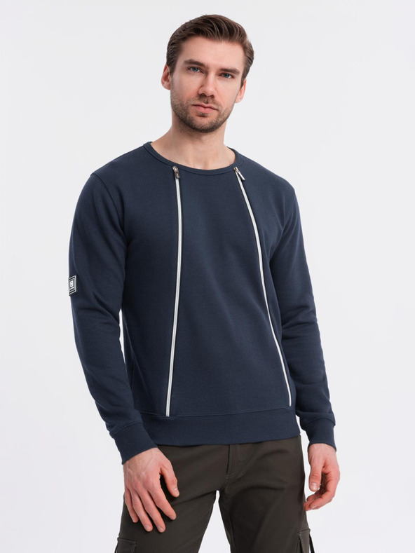 Ombre Clothing Praná pánská mikina s ozdobným prošitím u výstřihu Ombre Clothing