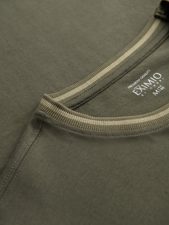 Ombre Clothing Pánské bavlněné tričko s dlouhým rukávem, pruhovaným výstřihem do U a výšivkou Ombre Clothing