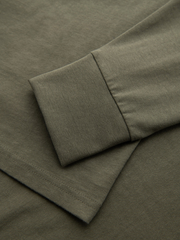 Ombre Clothing Pánské bavlněné tričko s dlouhým rukávem, pruhovaným výstřihem do U a výšivkou Ombre Clothing