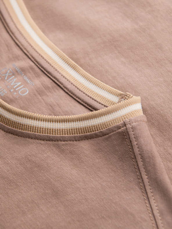 Ombre Clothing Pánské bavlněné tričko s dlouhým rukávem, pruhovaným výstřihem do U a výšivkou Ombre Clothing