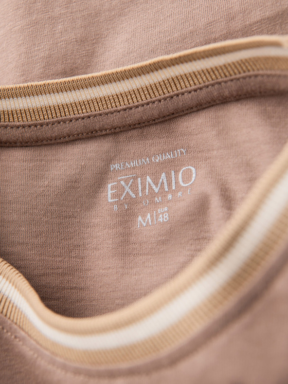 Ombre Clothing Pánské bavlněné tričko s dlouhým rukávem, pruhovaným výstřihem do U a výšivkou Ombre Clothing