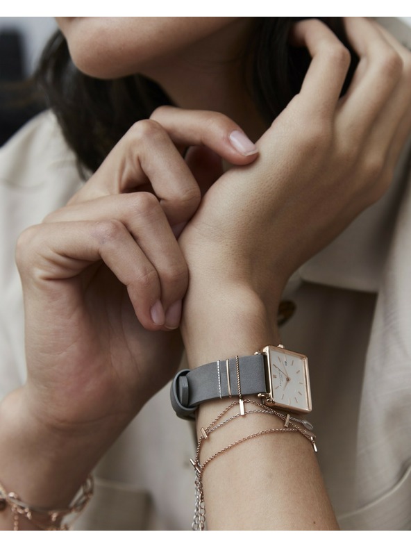 Rosefield Rosefield hodinky QWGR-Q12 The Boxy White Elephant Grey Rosegold