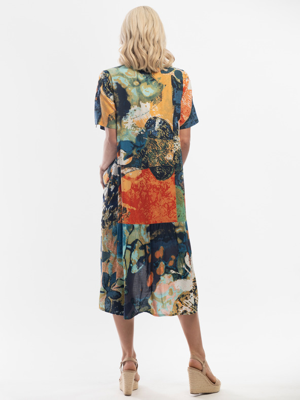 Orientique Tmavě modré dámské vzorované šaty Orientique