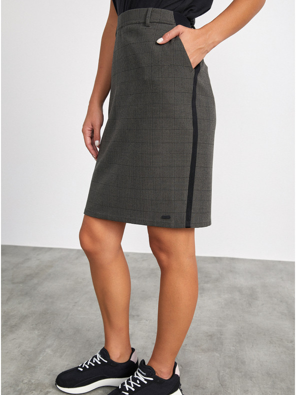 ZOOT.lab Tmavě šedá dámská károvaná pouzdrová sukně METROOPOLIS Fatima