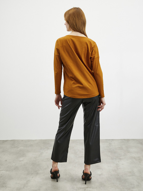 ZOOT.lab Hnědé dámské basic tričko s dlouhým rukávem ZOOT.lab Evana