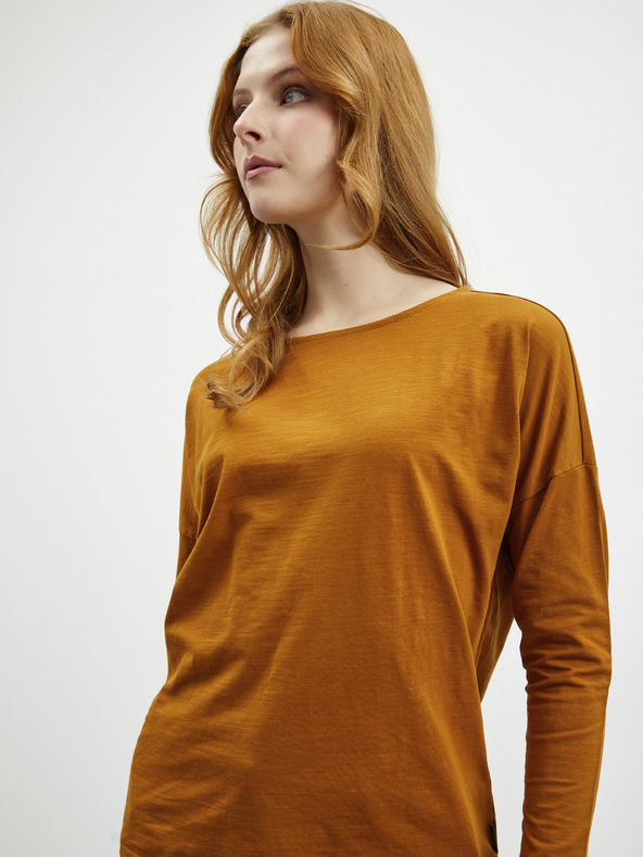 ZOOT.lab Hnědé dámské basic tričko s dlouhým rukávem ZOOT.lab Evana
