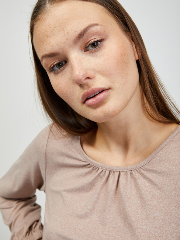 ZOOT.lab Béžové dámské basic tričko s dlouhým rukávem ZOOT.lab Luna