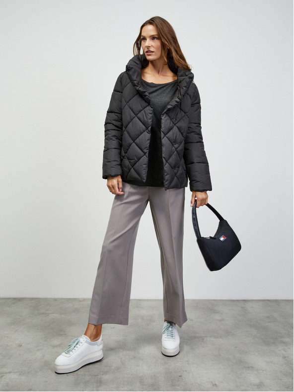 ZOOT.lab Tmavě šedé dámské žíhané basic tričko s dlouhým rukávem ZOOT.lab Leticia