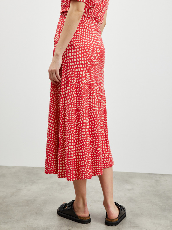 ZOOT.lab Béžovo-červená vzorovaná midi sukně s rozparkem ZOOT.lab Norine