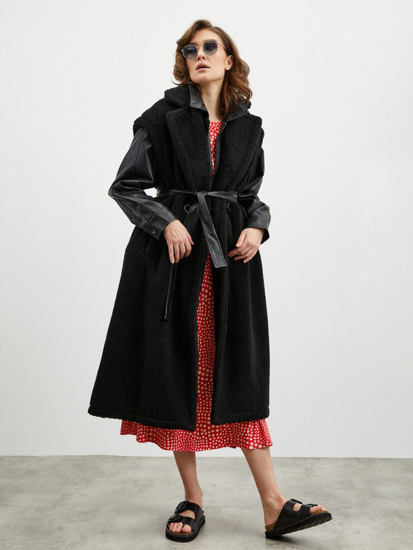 ZOOT.lab Béžovo-červená vzorovaná midi sukně s rozparkem ZOOT.lab Norine