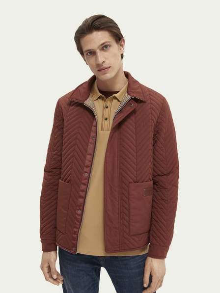 Scotch & Soda Hnědo-béžová pánská oboustraná bunda Scotch & Soda