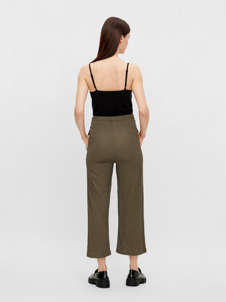 Pieces Khaki zkrácené volné kalhoty Pieces Lara