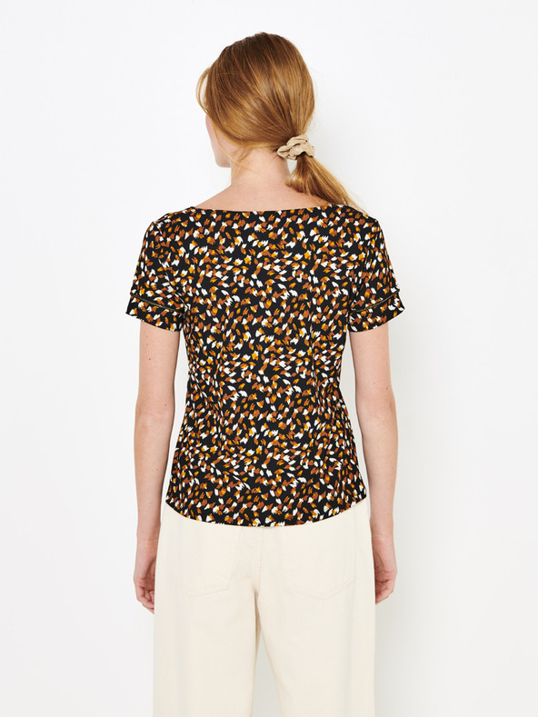 CAMAIEU Hnědé vzorované tričko CAMAIEU