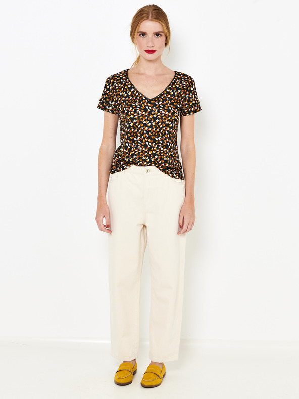 CAMAIEU Hnědé vzorované tričko CAMAIEU